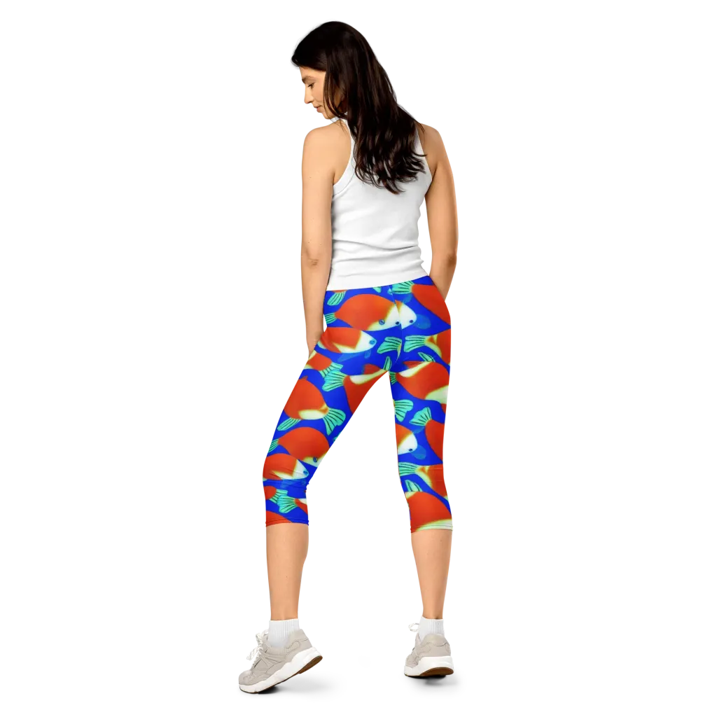Electric Koi on Capri Leggings — Back