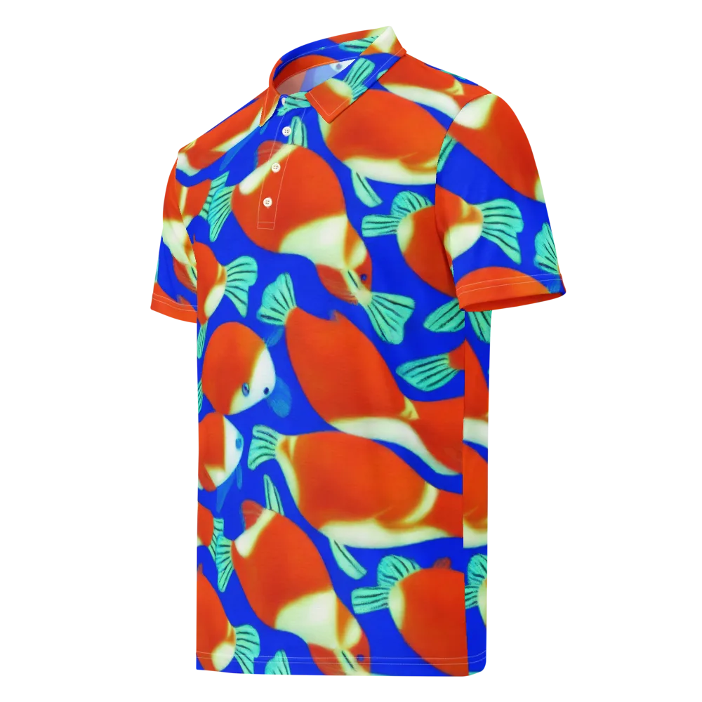 Electric Koi on Men's Slim Fit Polo Shirt — Left Front