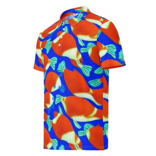 Electric Koi on a Men's Slim Fit Polo Shirt
