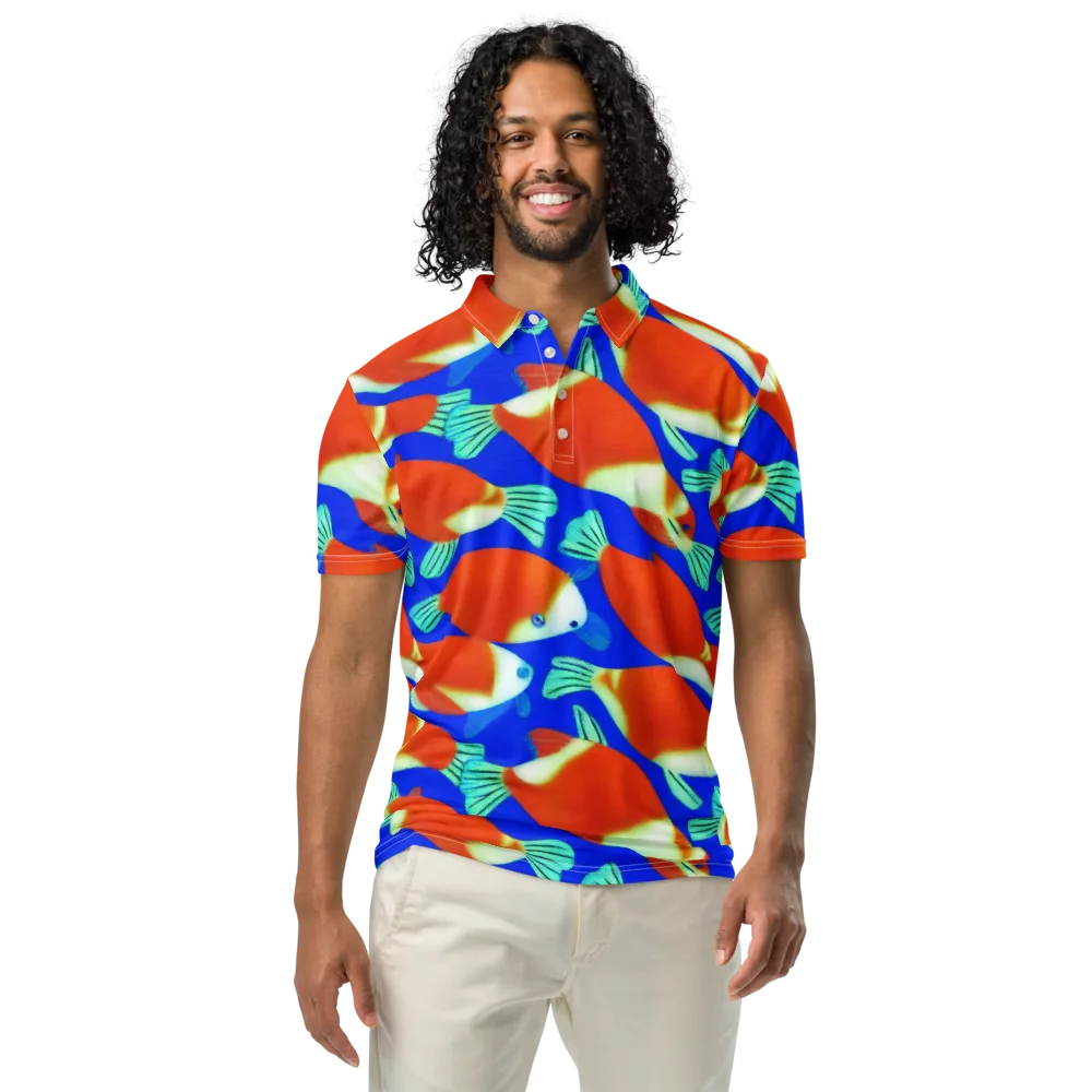 Electric Koi on Men's Slim Fit Polo Shirt — Front