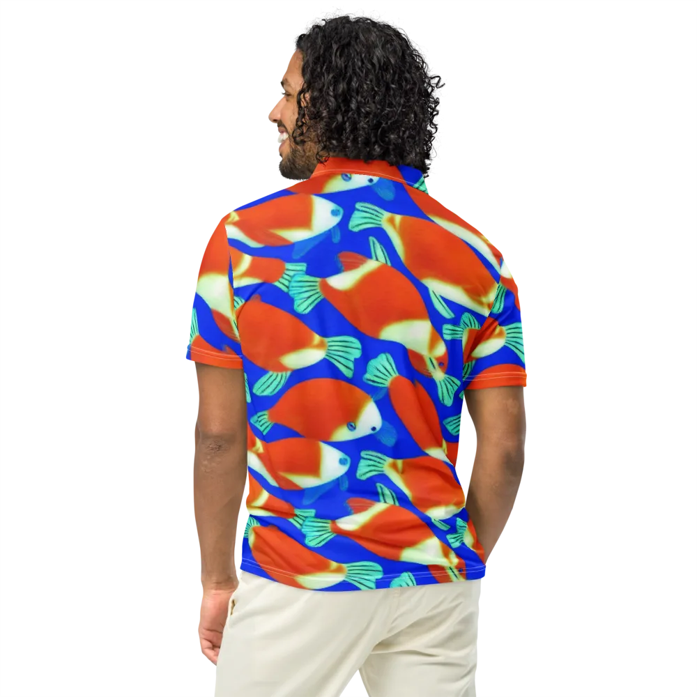 Electric Koi on Men's Slim Fit Polo Shirt — Back