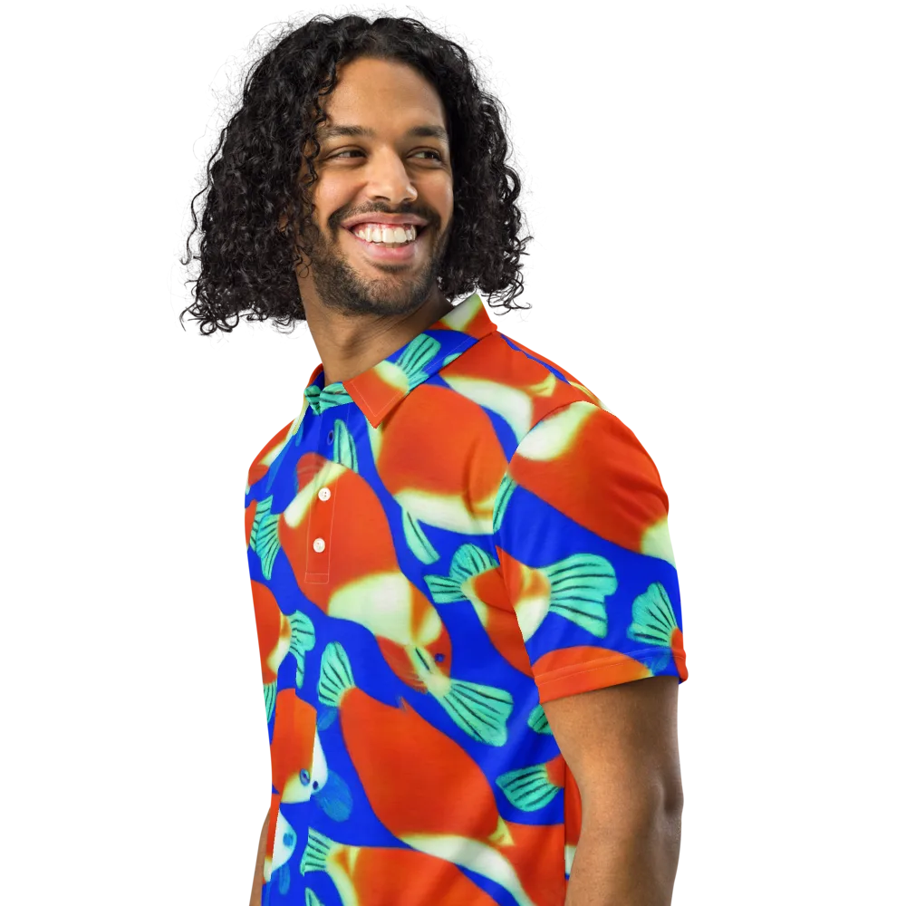 Electric Koi on Men's Slim Fit Polo Shirt — Left Front