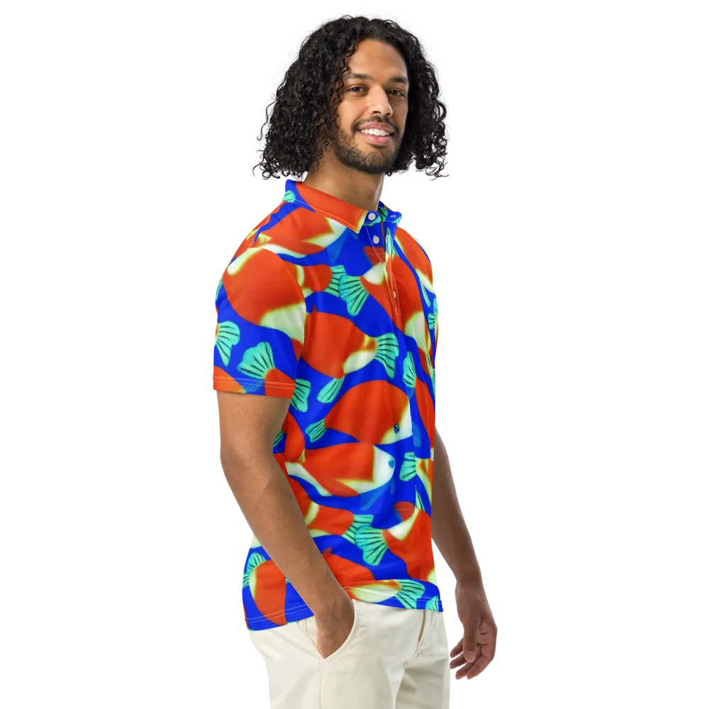 Electric Koi on Men's Slim Fit Polo Shirt — Right Front