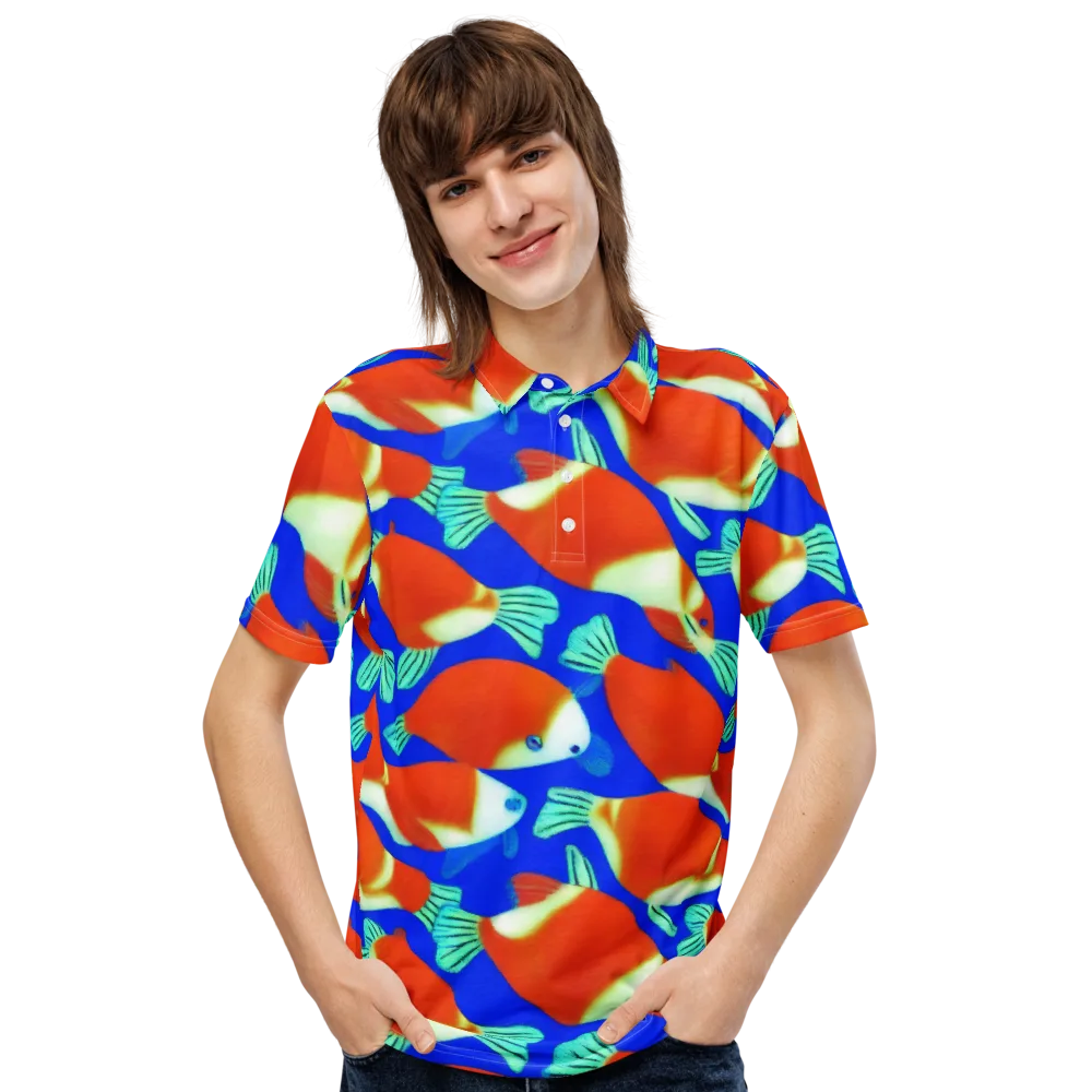 Electric Koi on Men's Slim Fit Polo Shirt — Front