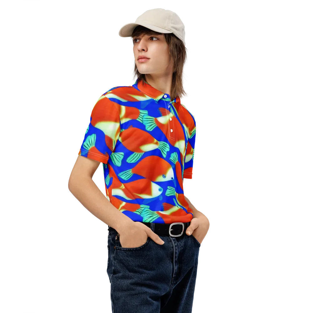 Electric Koi on Men's Slim Fit Polo Shirt — Right Front