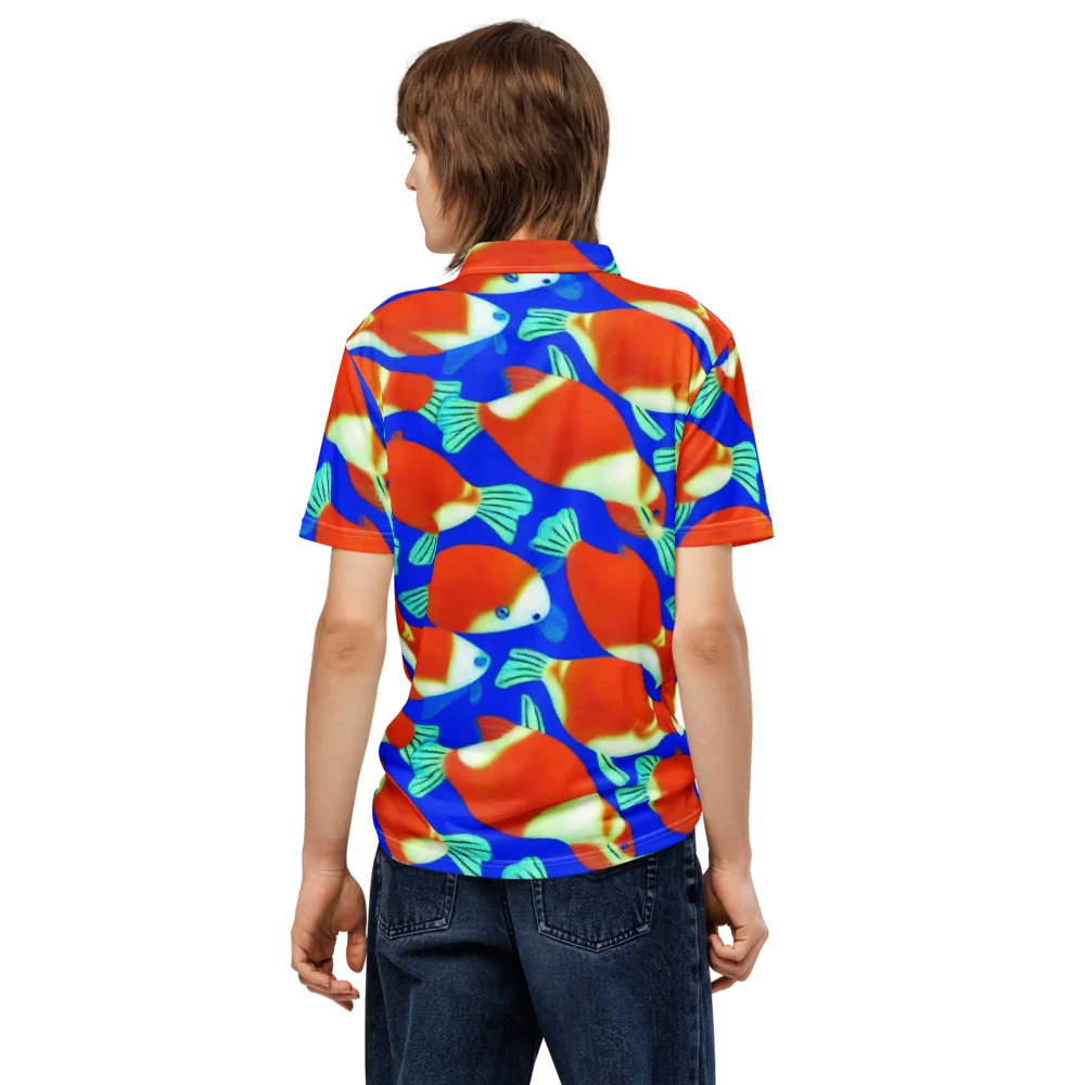 Electric Koi on Men's Slim Fit Polo Shirt — Back