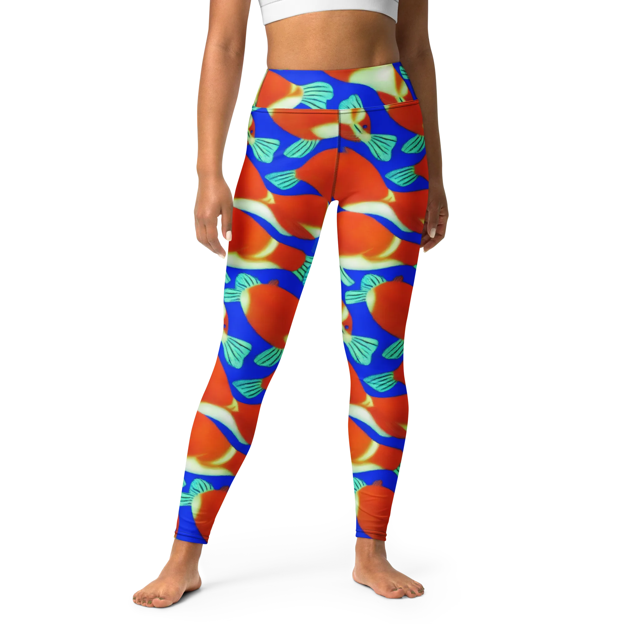 Electric Koi on Yoga Leggings — Front