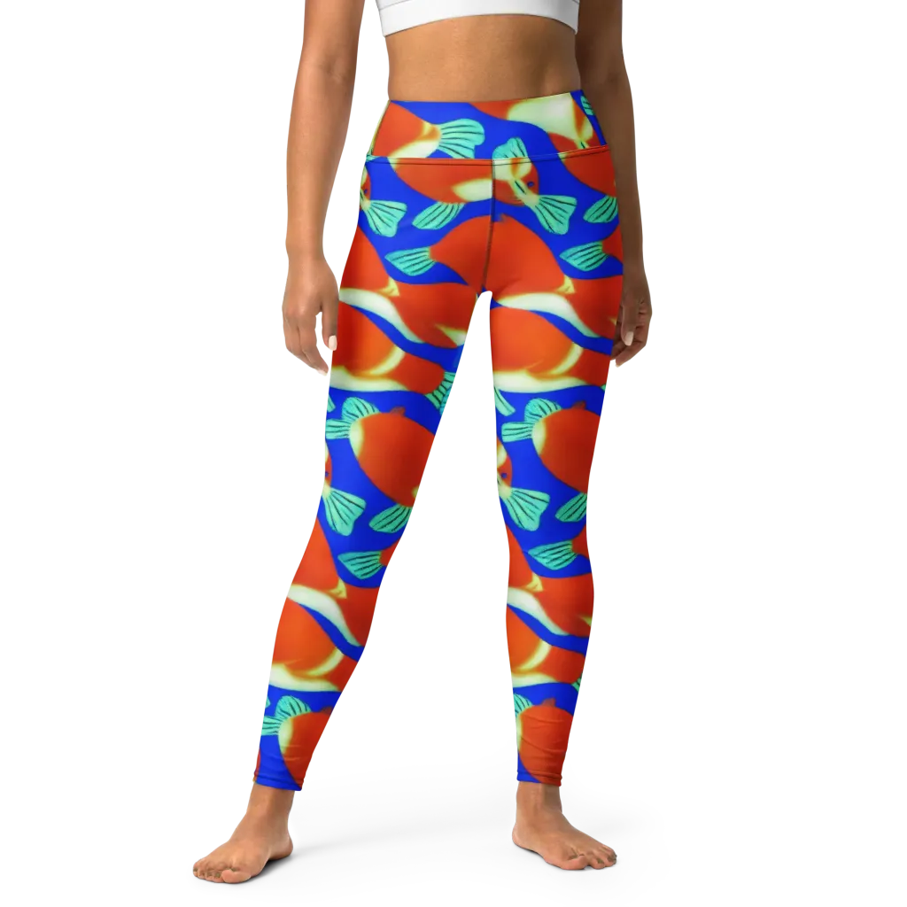 Electric Koi on Yoga Leggings — Front