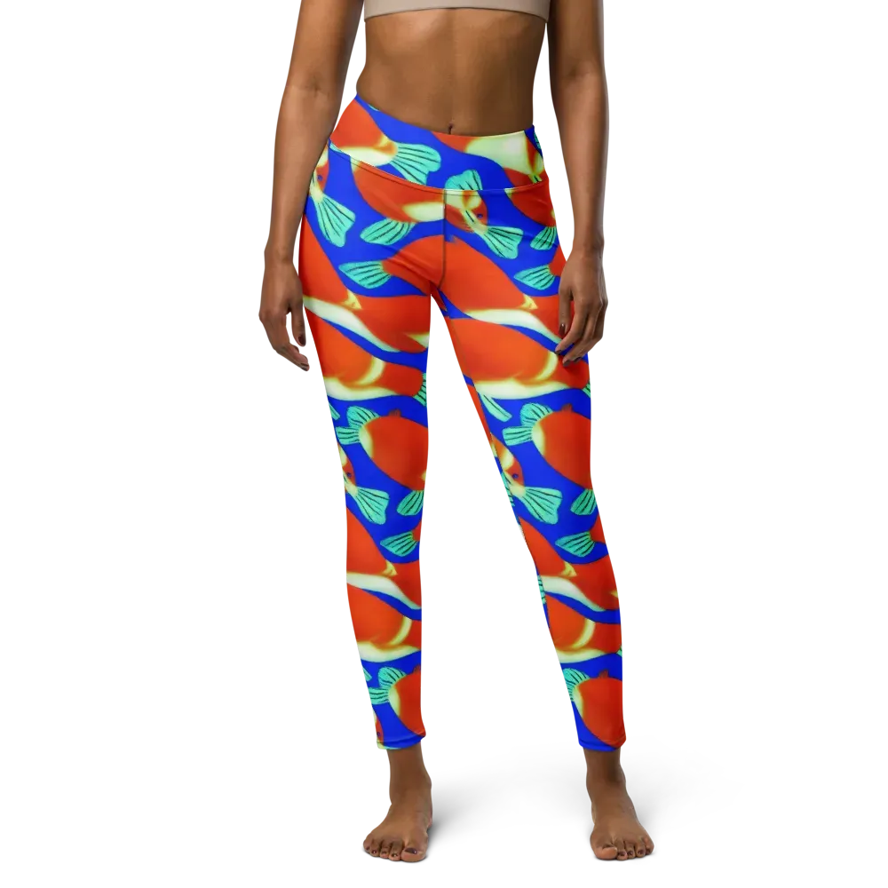 Electric Koi on Yoga Leggings — Front