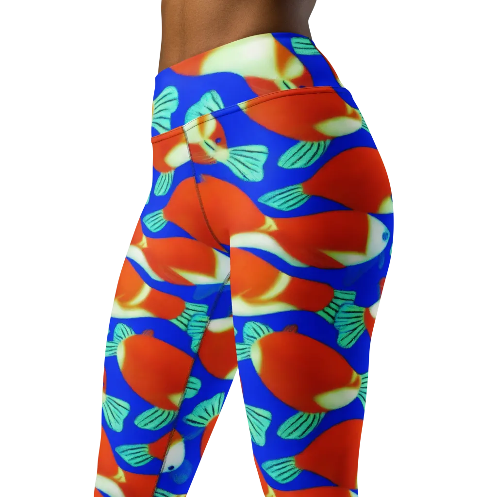 Electric Koi on Yoga Leggings — Left Front
