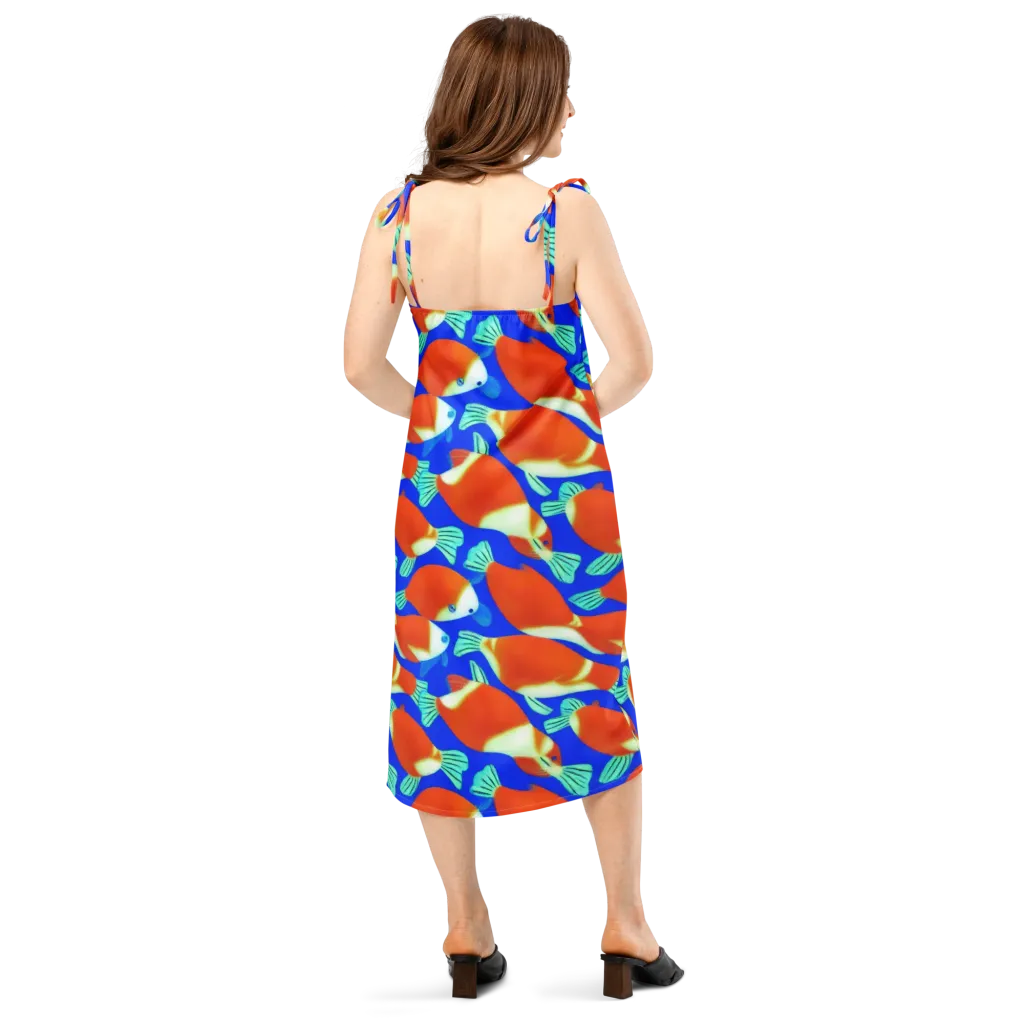 Electric Koi on Slip Dress — Back