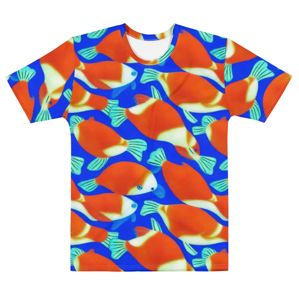 Electric Koi on Men's Cotton Crew Neck T-Shirt — Front