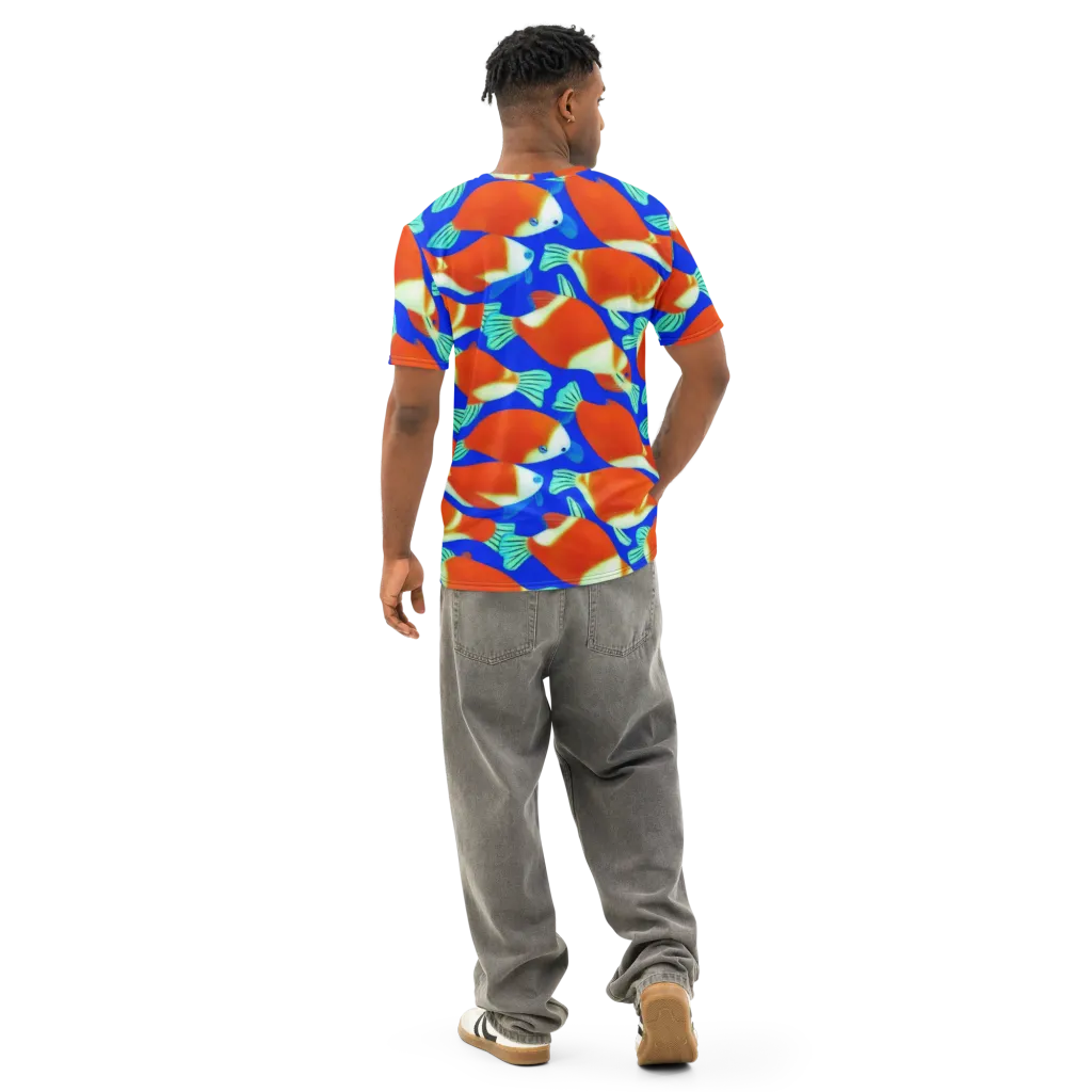Electric Koi on Men's Cotton Crew Neck T-Shirt — Back