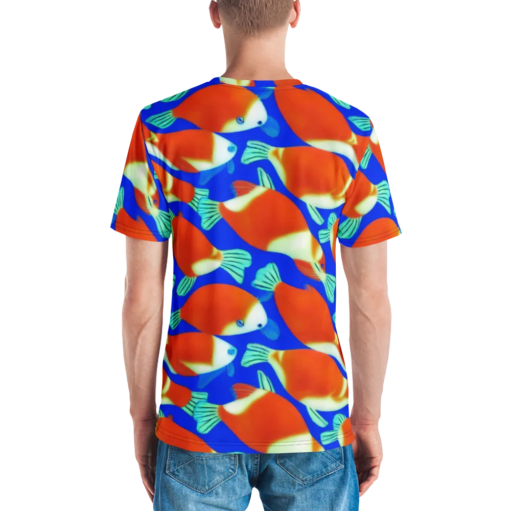 Electric Koi on Men's Crew Neck T-Shirt — Back