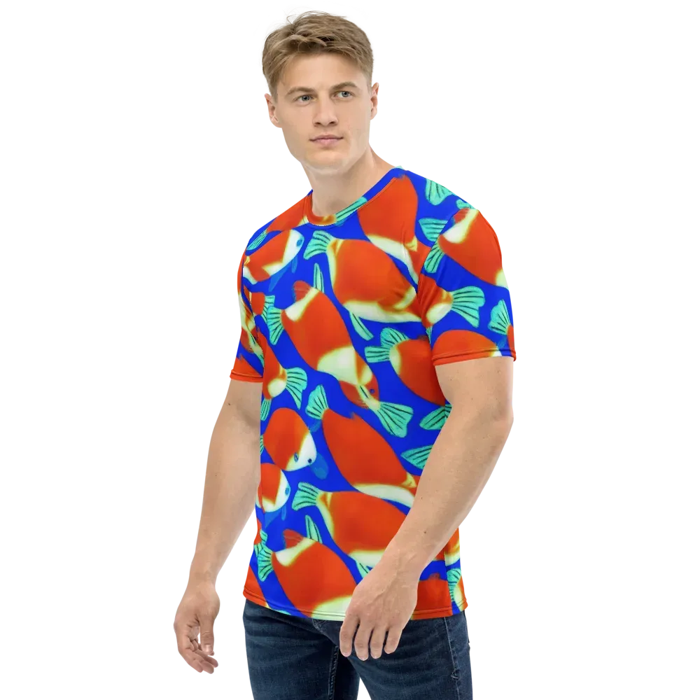 Electric Koi on Men's Crew Neck T-Shirt — Left