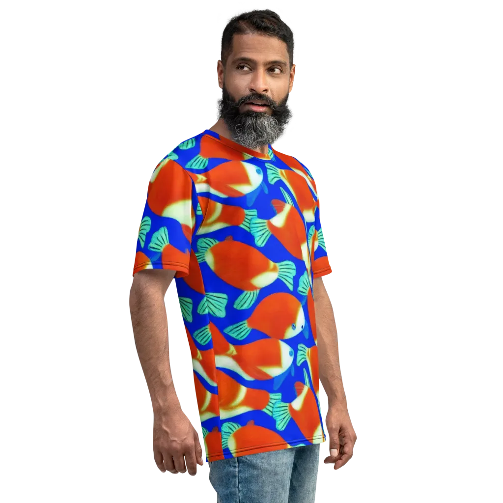 Electric Koi on Men's Crew Neck T-Shirt — Right