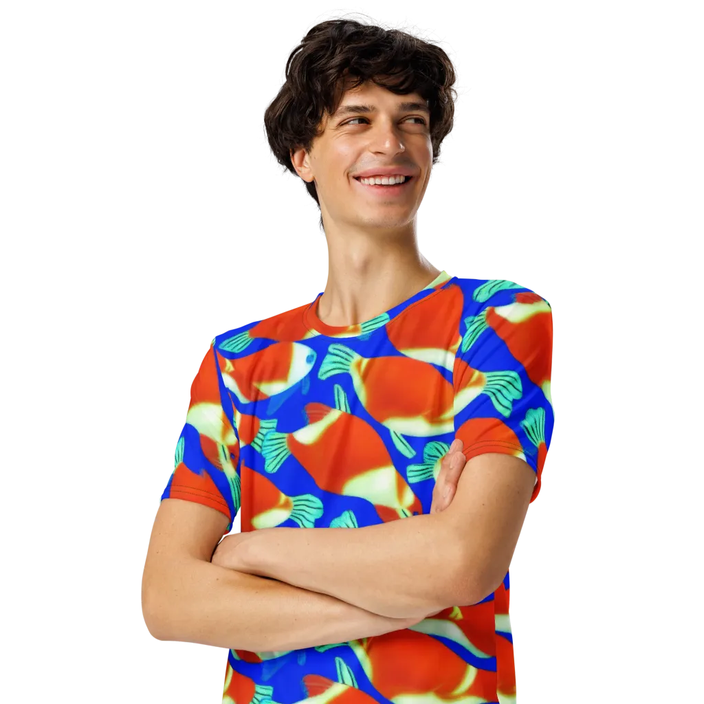 Electric Koi on Men's Crew Neck T-Shirt — Left Front