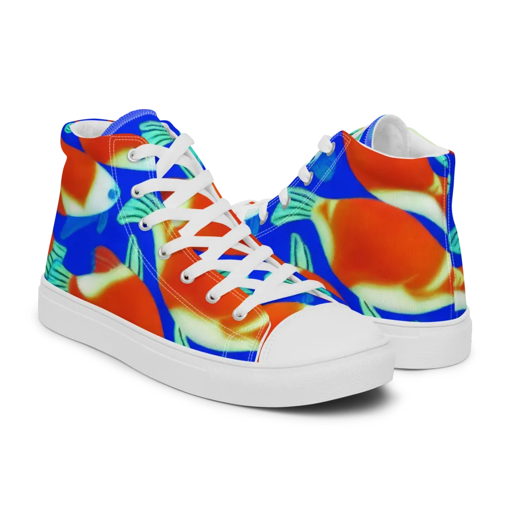 Electric Koi on Men's High Top Canvas Shoes — Right