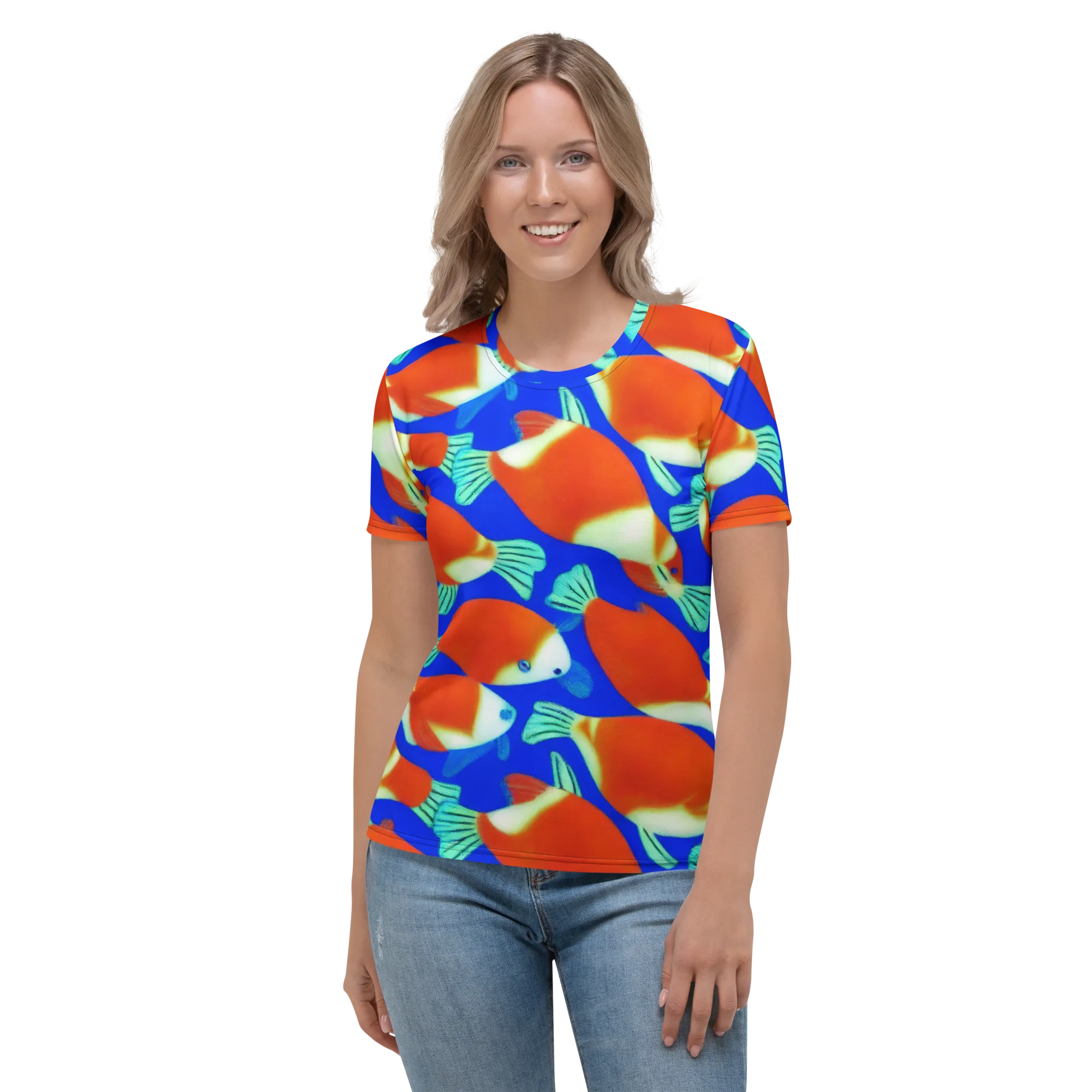 Electric Koi on Women's Crew Neck T-Shirt — Front