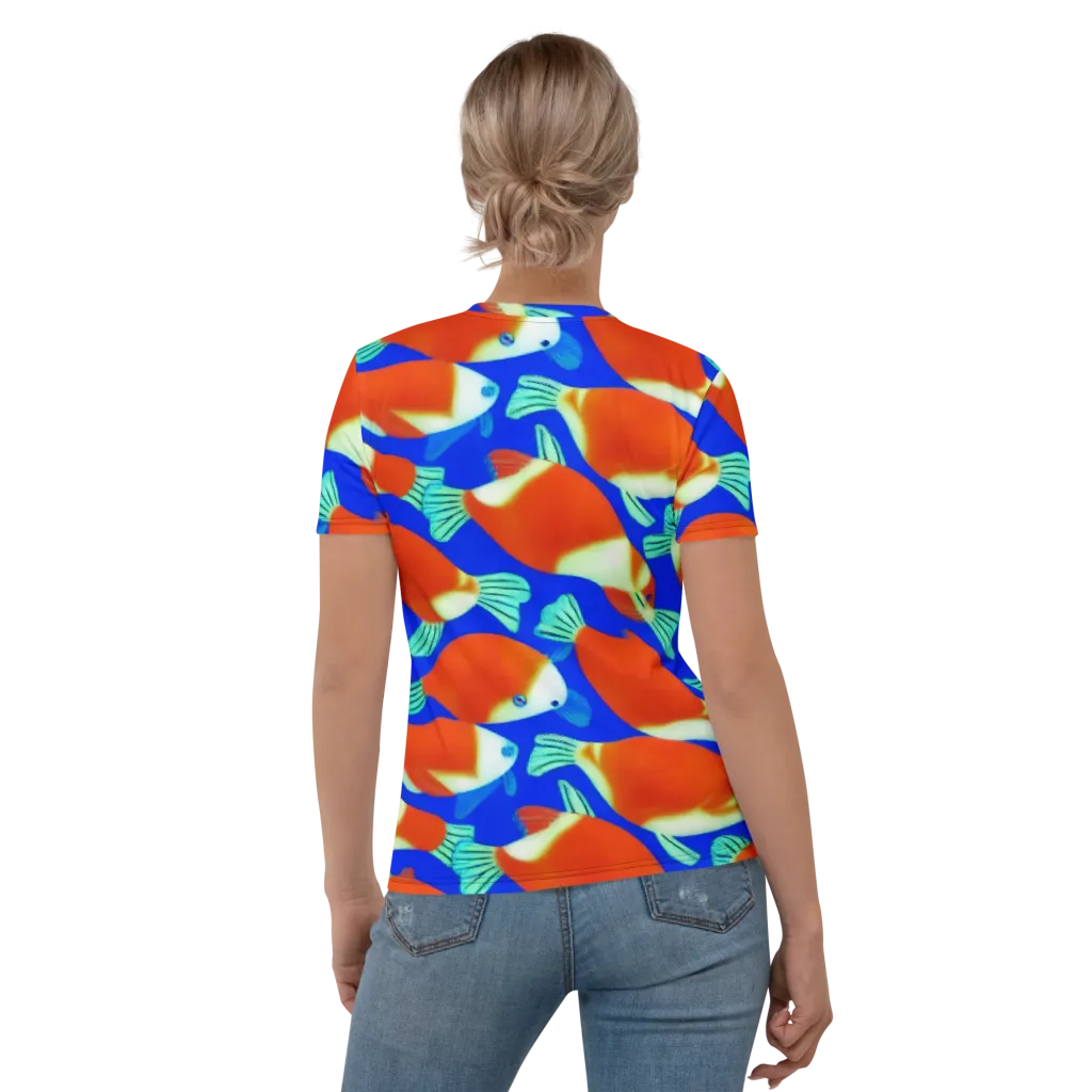 Electric Koi on Women's Crew Neck T-Shirt — Back
