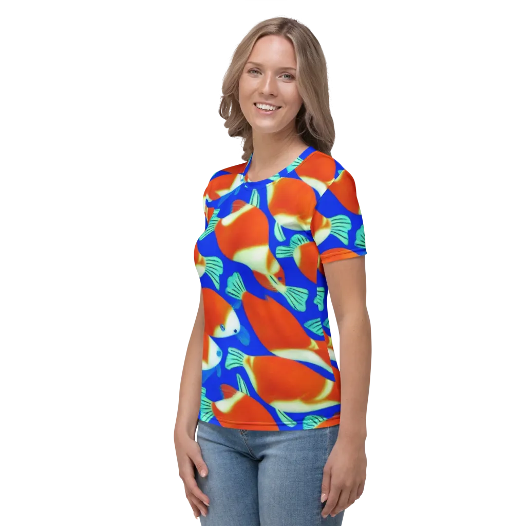 Electric Koi on Women's Crew Neck T-Shirt — Left