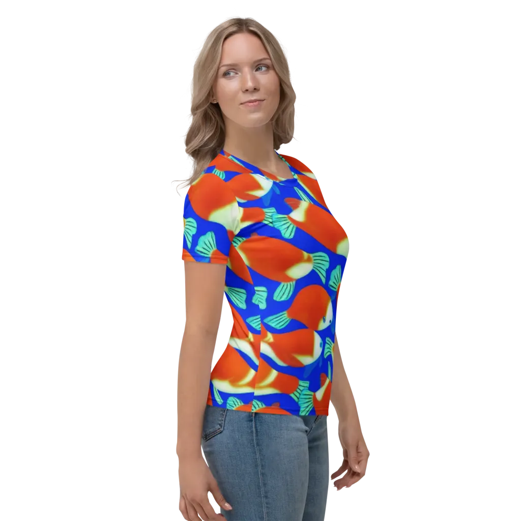 Electric Koi on Women's Crew Neck T-Shirt — Right