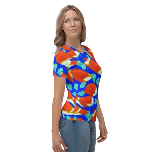 Electric Koi on a Women's Crew Neck T-Shirt