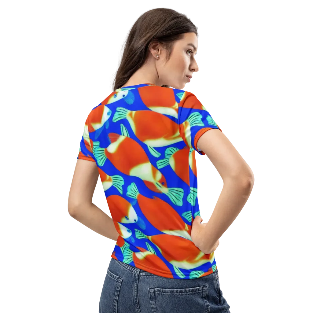 Electric Koi on Women's Crew Neck T-Shirt — Back