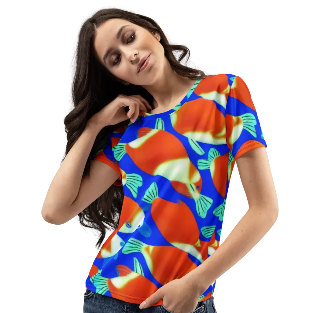 Electric Koi on Women's Crew Neck T-Shirt — Left Front