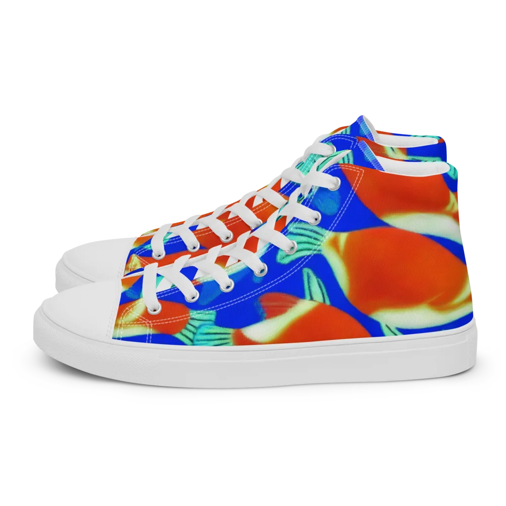 Electric Koi on Women's High Top Canvas Shoes — Left