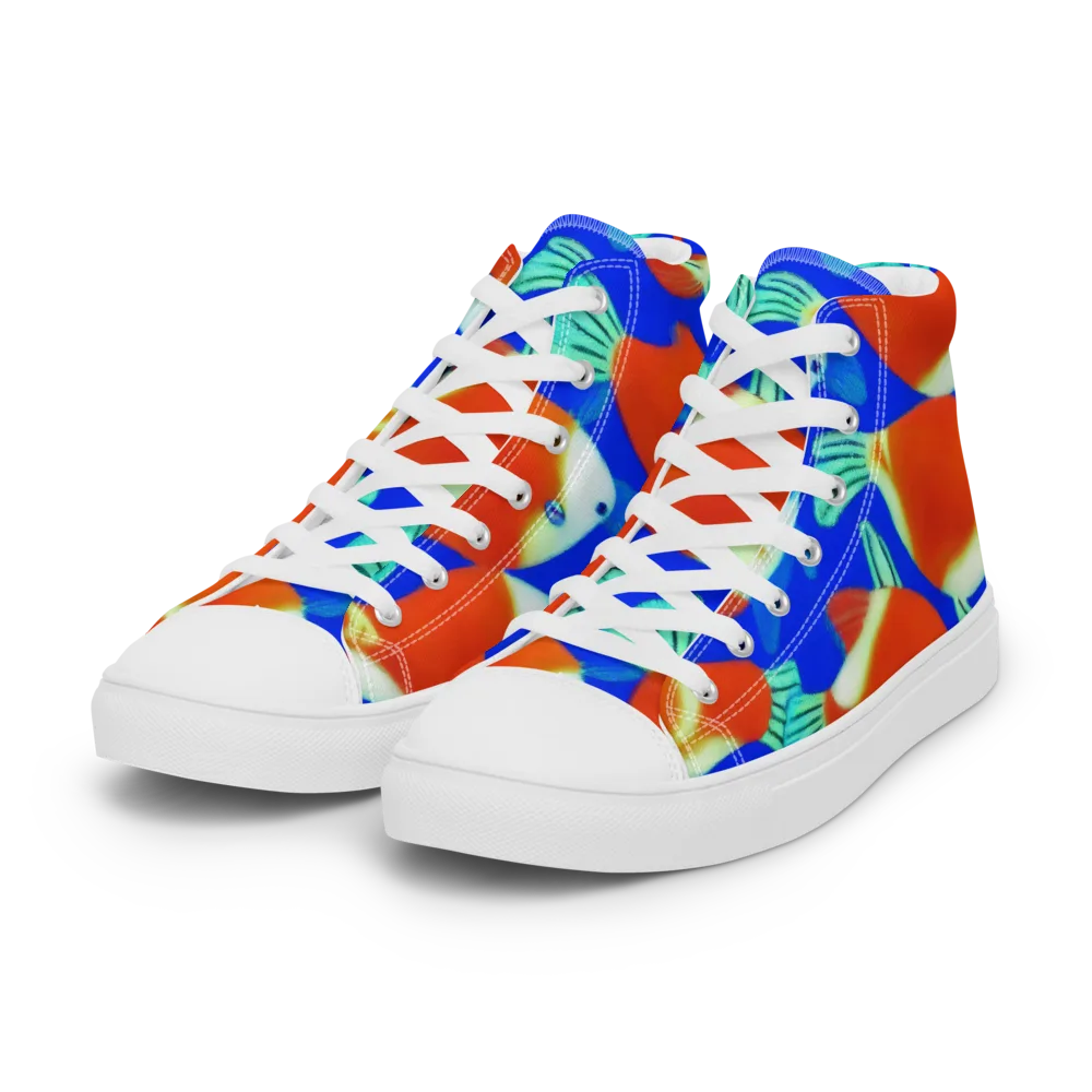 Electric Koi on Women's High Top Canvas Shoes — Left Front