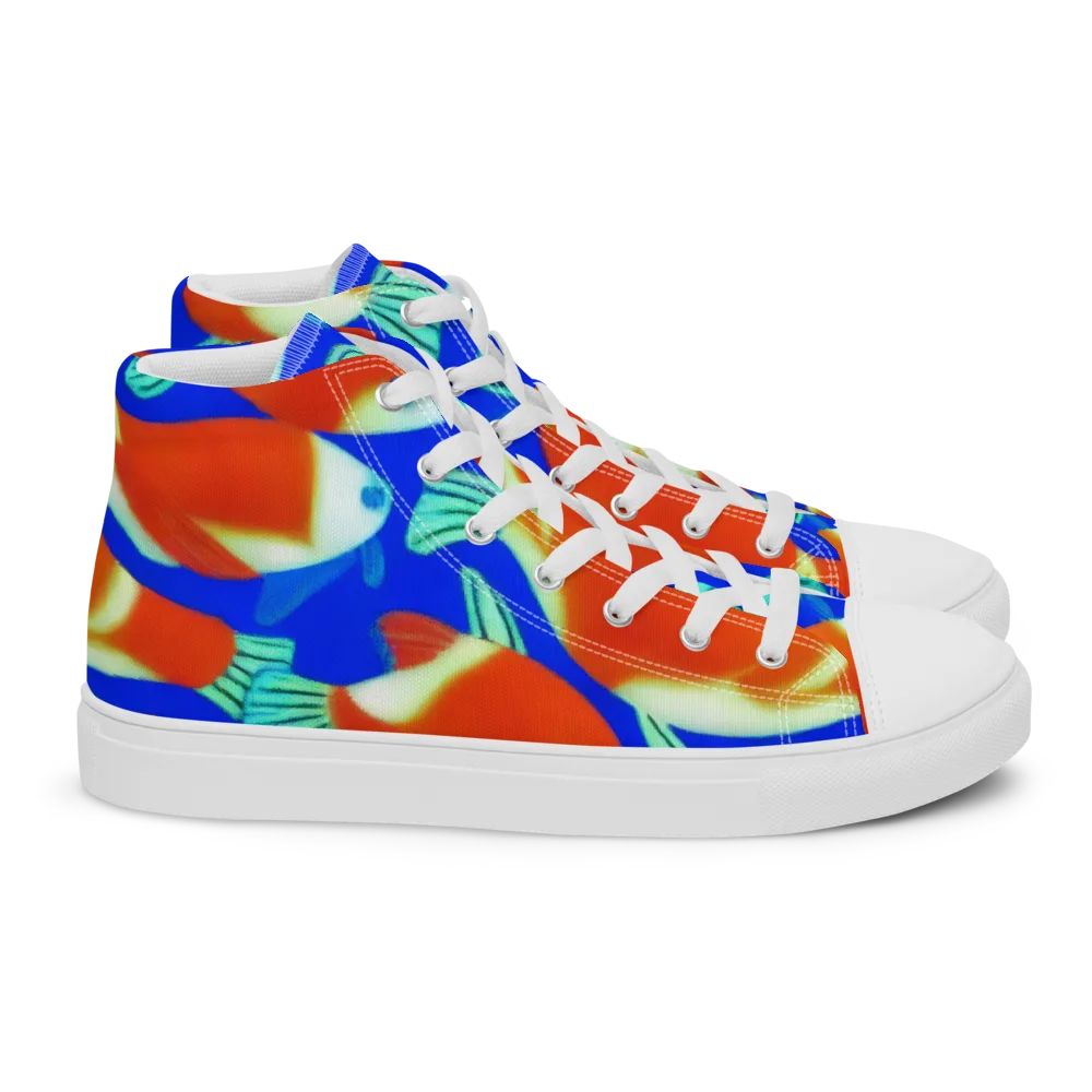 Electric Koi on Women's High Top Canvas Shoes — Right