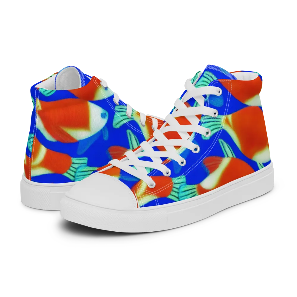 Electric Koi on Women's High Top Canvas Shoes — Left