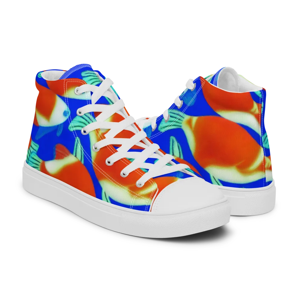 Electric Koi on Women's High Top Canvas Shoes — Right