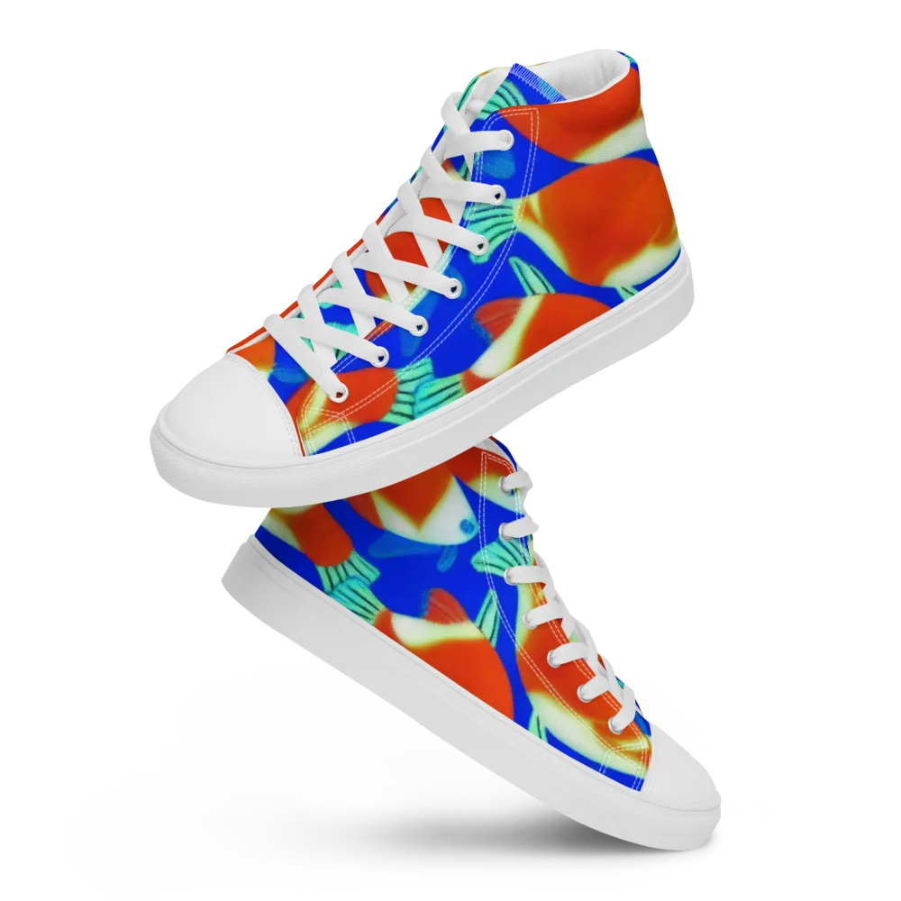 Electric Koi on Women's High Top Canvas Shoes — Front