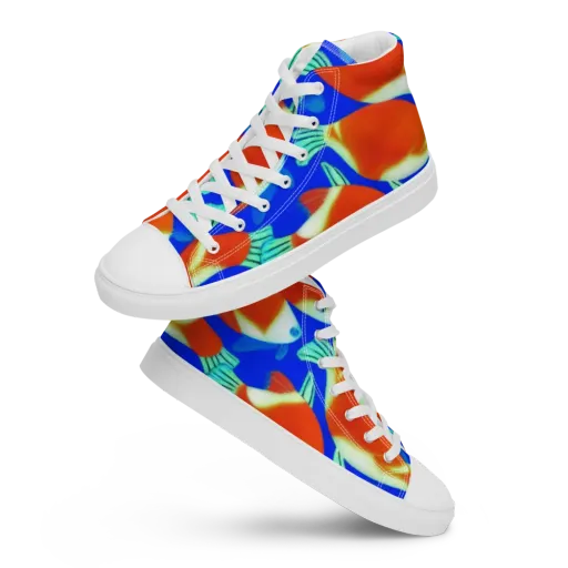 Electric Koi on a Women's High Top Canvas Shoes