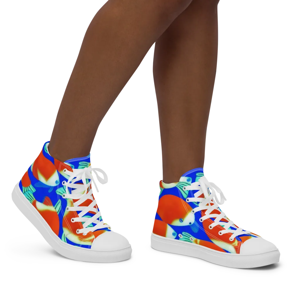 Electric Koi on Women's High Top Canvas Shoes — Right