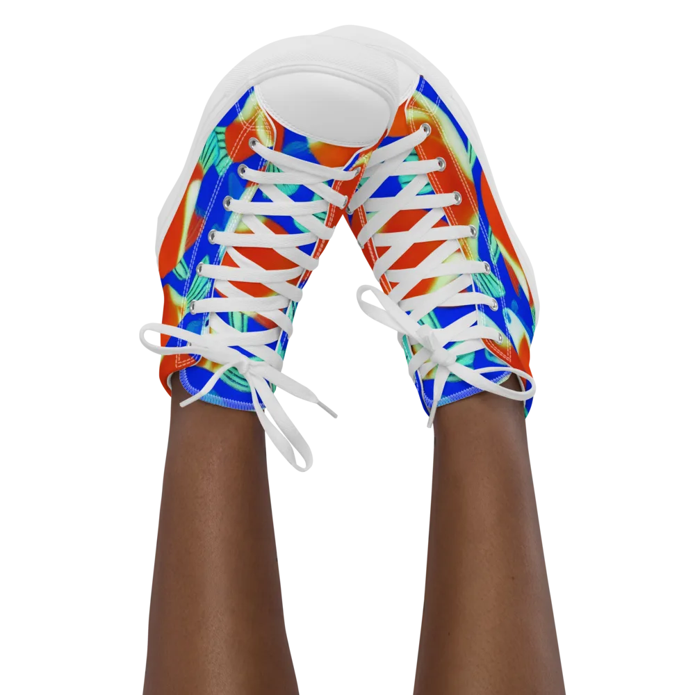 Electric Koi on Women's High Top Canvas Shoes — Front