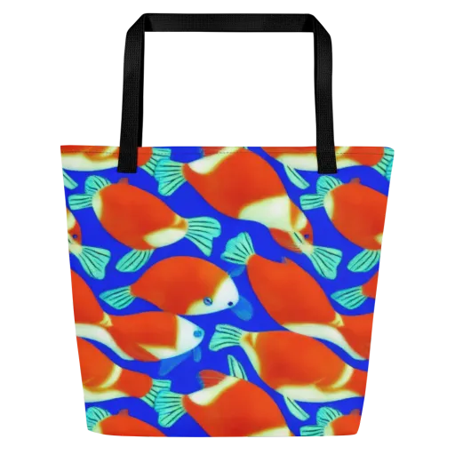 Electric Koi on a Large Tote Bag W/ Pocket
