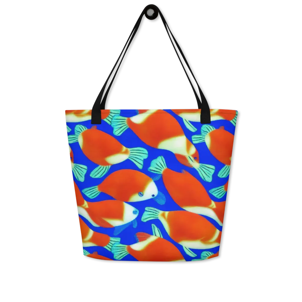 Electric Koi on Large Tote Bag W/ Pocket — Front