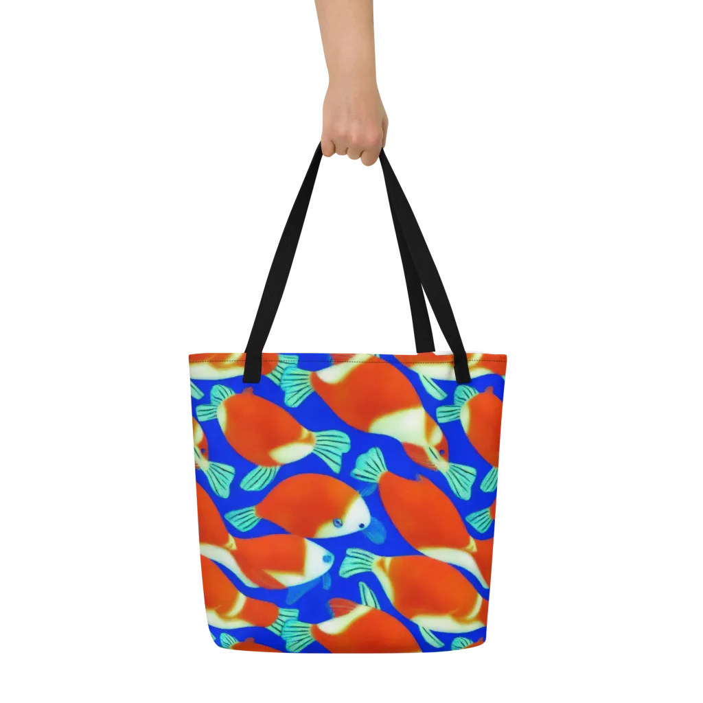 Electric Koi on Large Tote Bag W/ Pocket — Front