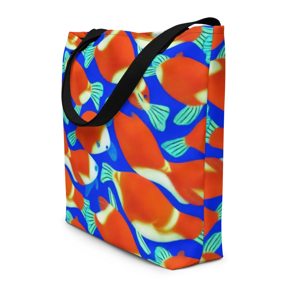 Electric Koi on Large Tote Bag W/ Pocket — Front