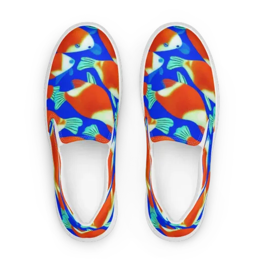Electric Koi on a Women's Slip-On Canvas Shoes