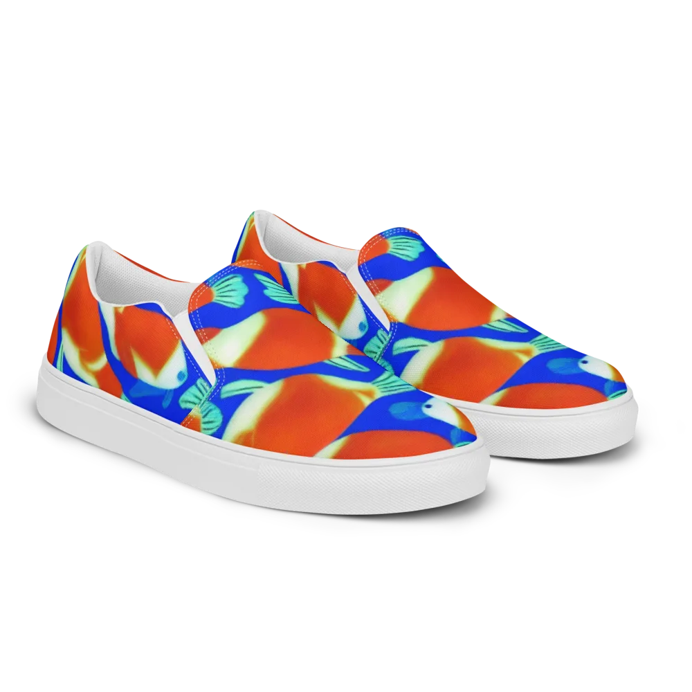 Electric Koi on Women's Slip-On Canvas Shoes — Right Front