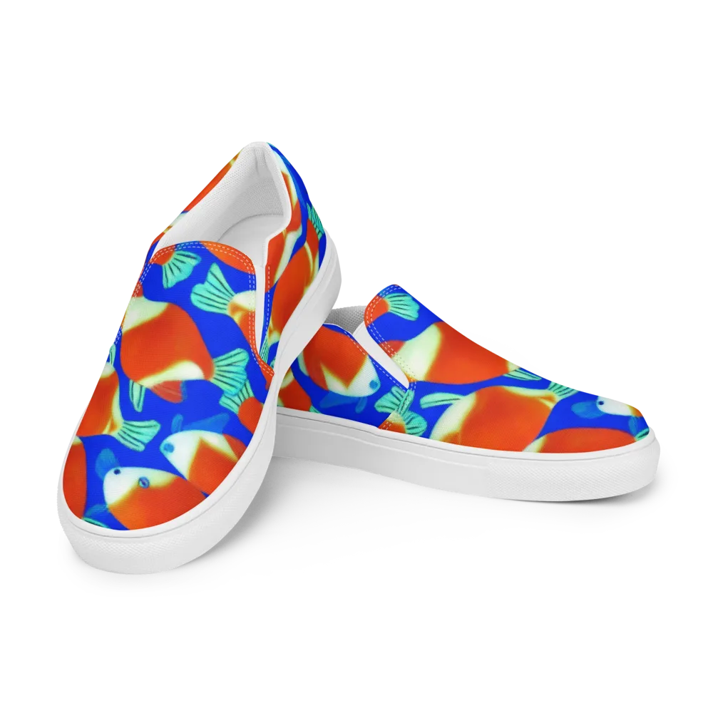 Electric Koi on Women's Slip-On Canvas Shoes — Left Front