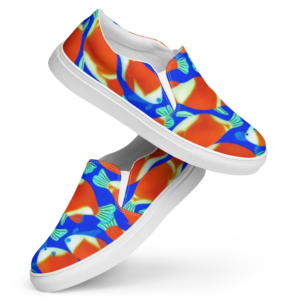 Electric Koi on Women's Slip-On Canvas Shoes — Front