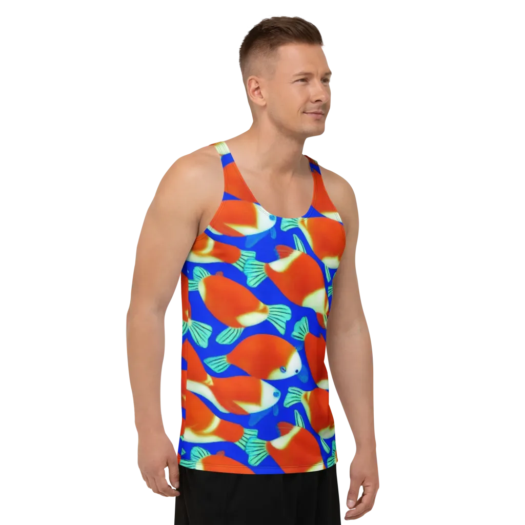 Electric Koi on Men's Tank Top — Right Front