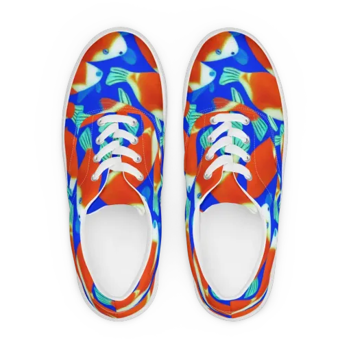 Electric Koi on a Men's Lace-Up Canvas Shoes