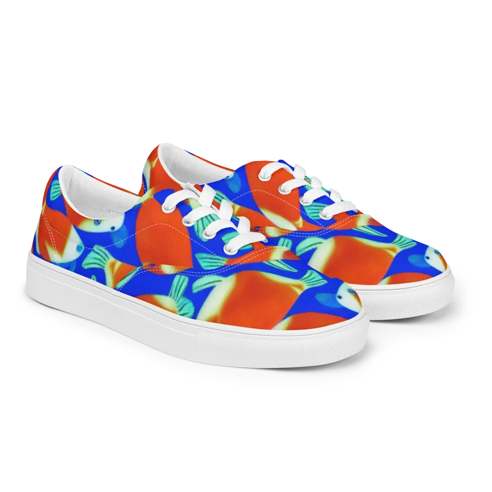 Electric Koi on Men's Lace-Up Canvas Shoes — Right Front