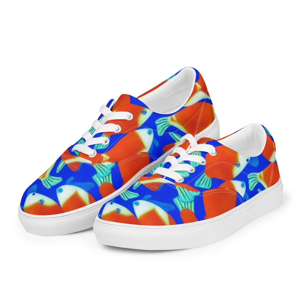 Electric Koi on Men's Lace-Up Canvas Shoes — Left Front